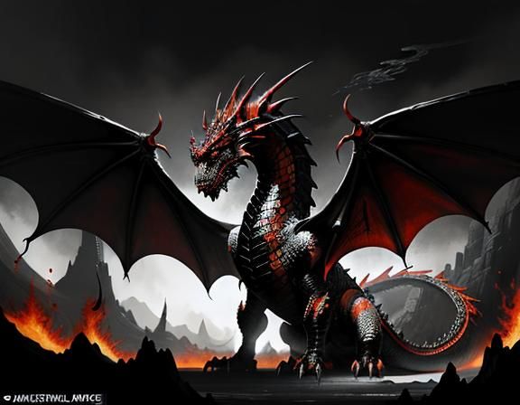 Fiery Dragon in Dynamic Fantasy Art Style
