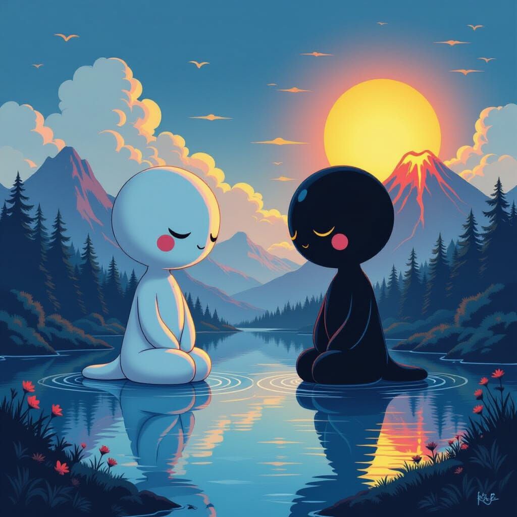 Yin and Yang Friends in Harmonious Balance
