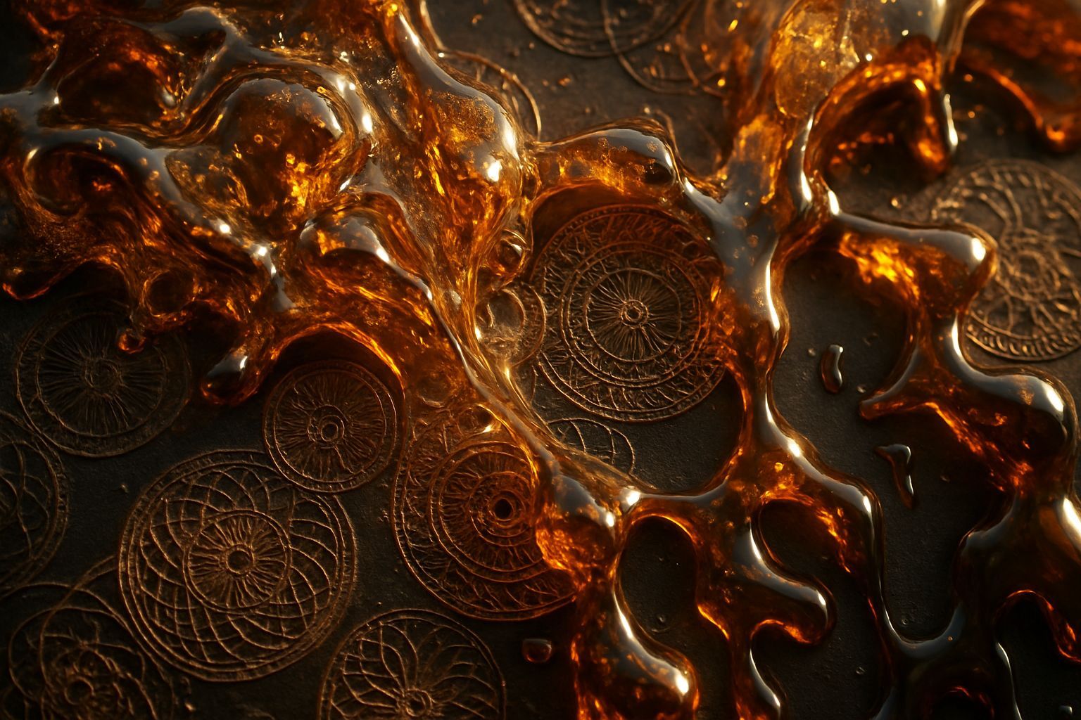 Epicycloid Molten Amber - Explosions of Glitterglass Distort...