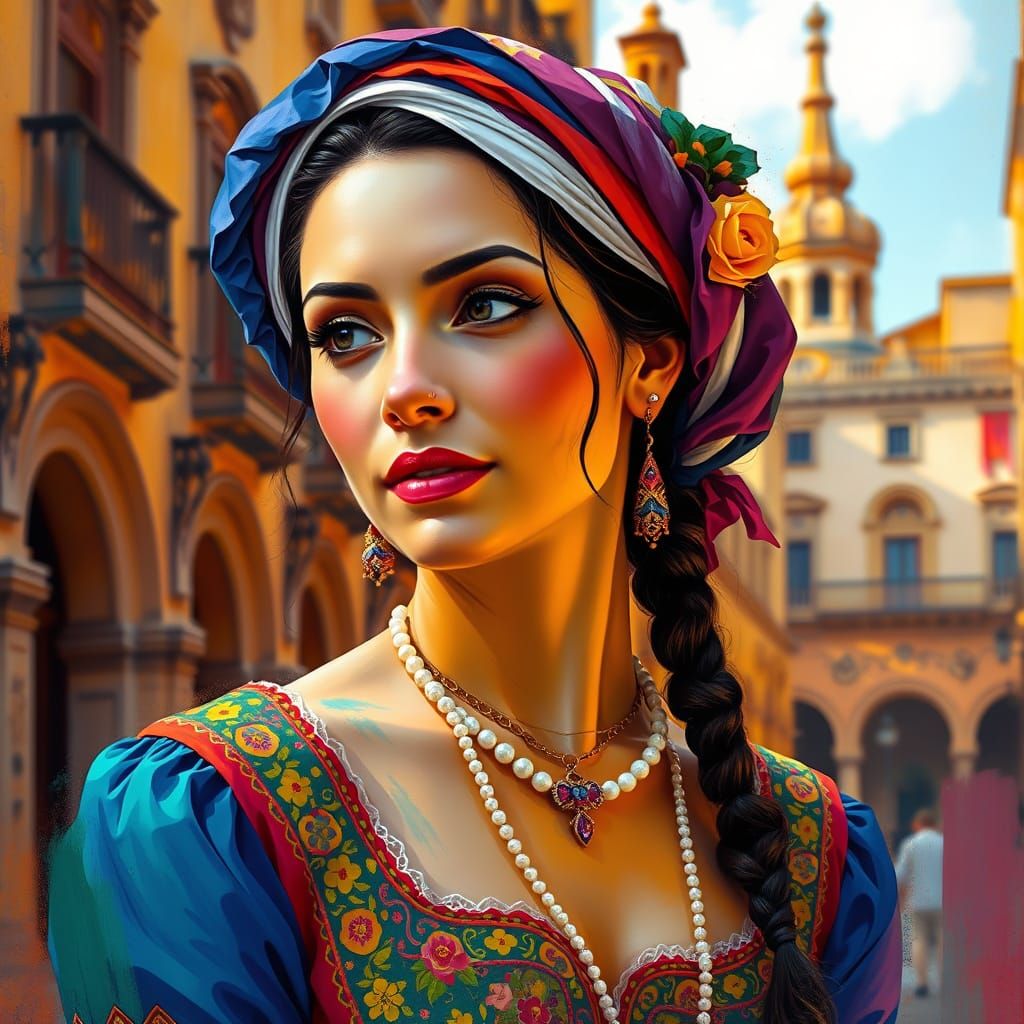 Vibrant Spanish Portrait in Valencia's Baroque Style