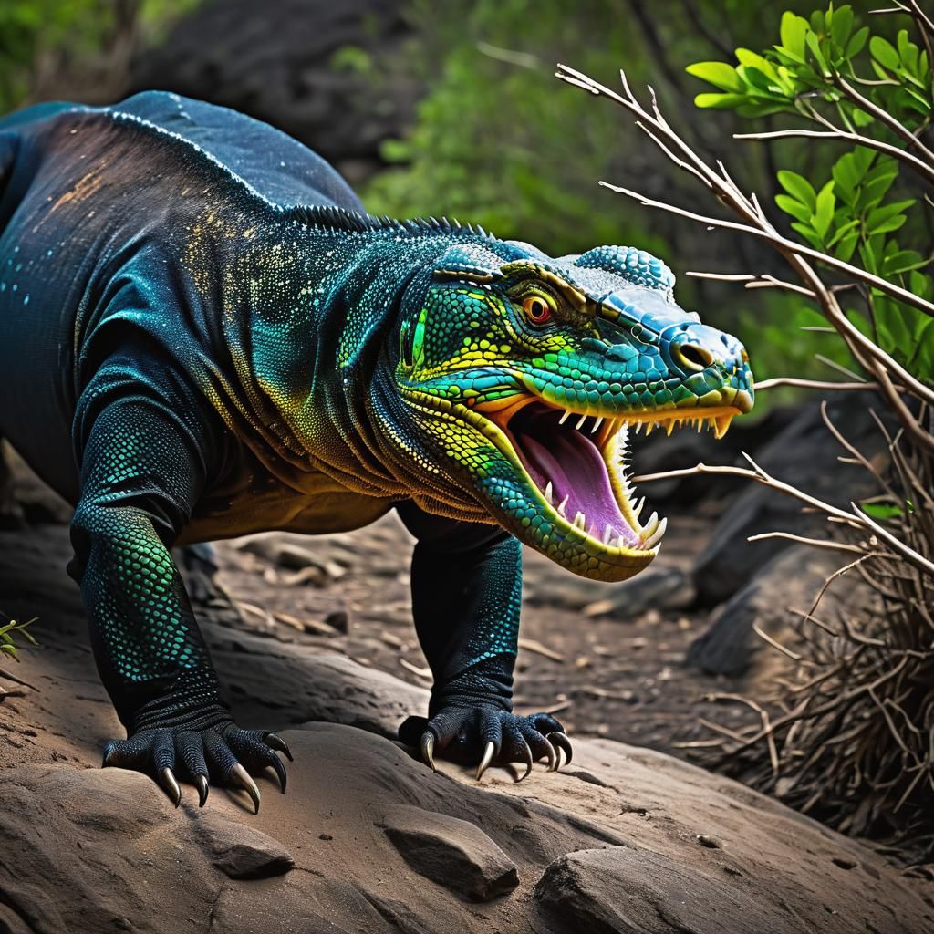 Vibrant Image of a Striking Komodo Dragon