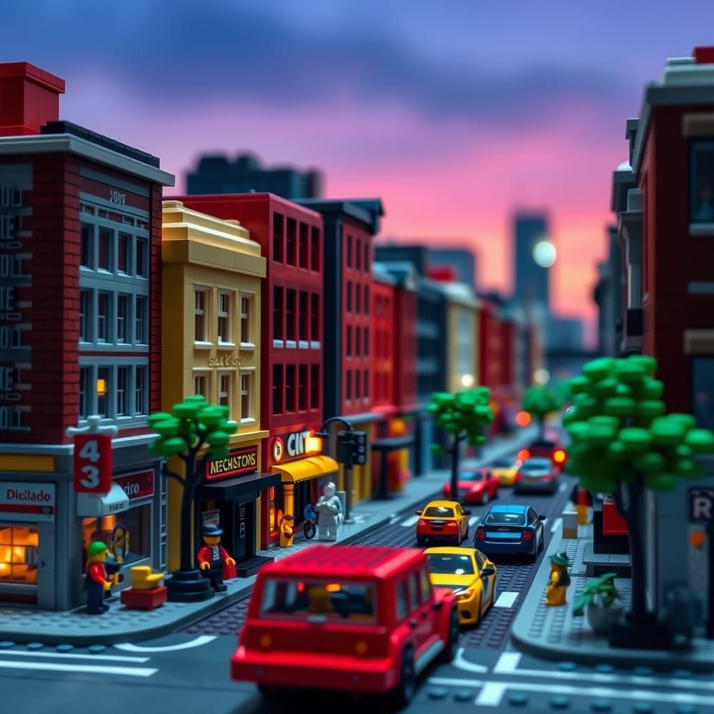 Vibrant Lego Cityscape in Urban Architecture Style