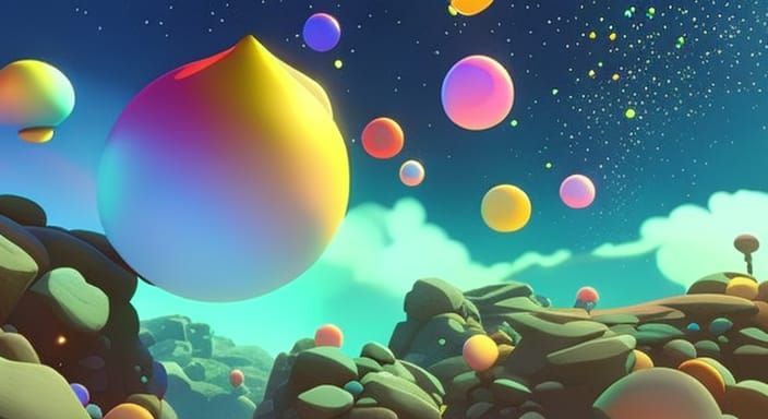 Bubbles Floating in the Air: 3D Digital Art