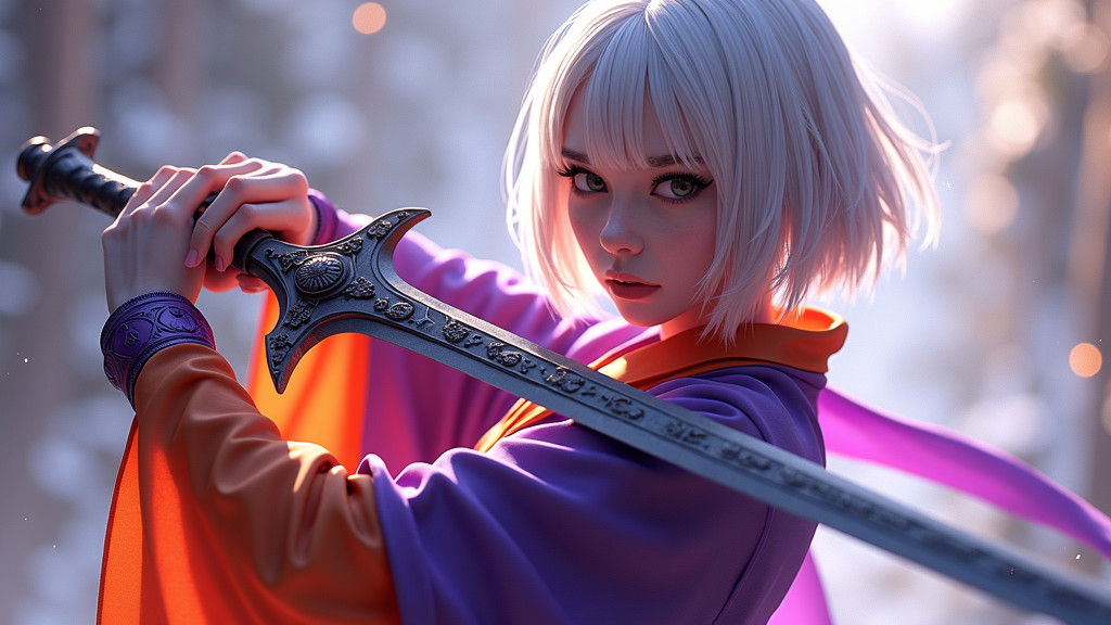 Androgynous Weapon Master in Anime Style