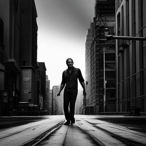 Zombie Movie Scene in Film Noir Style