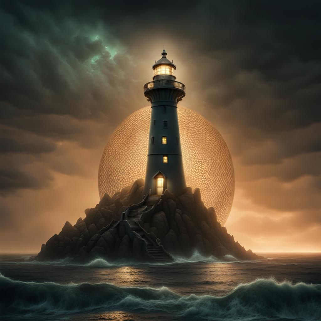 Alien Lighthouse Lit by Eerie Glow