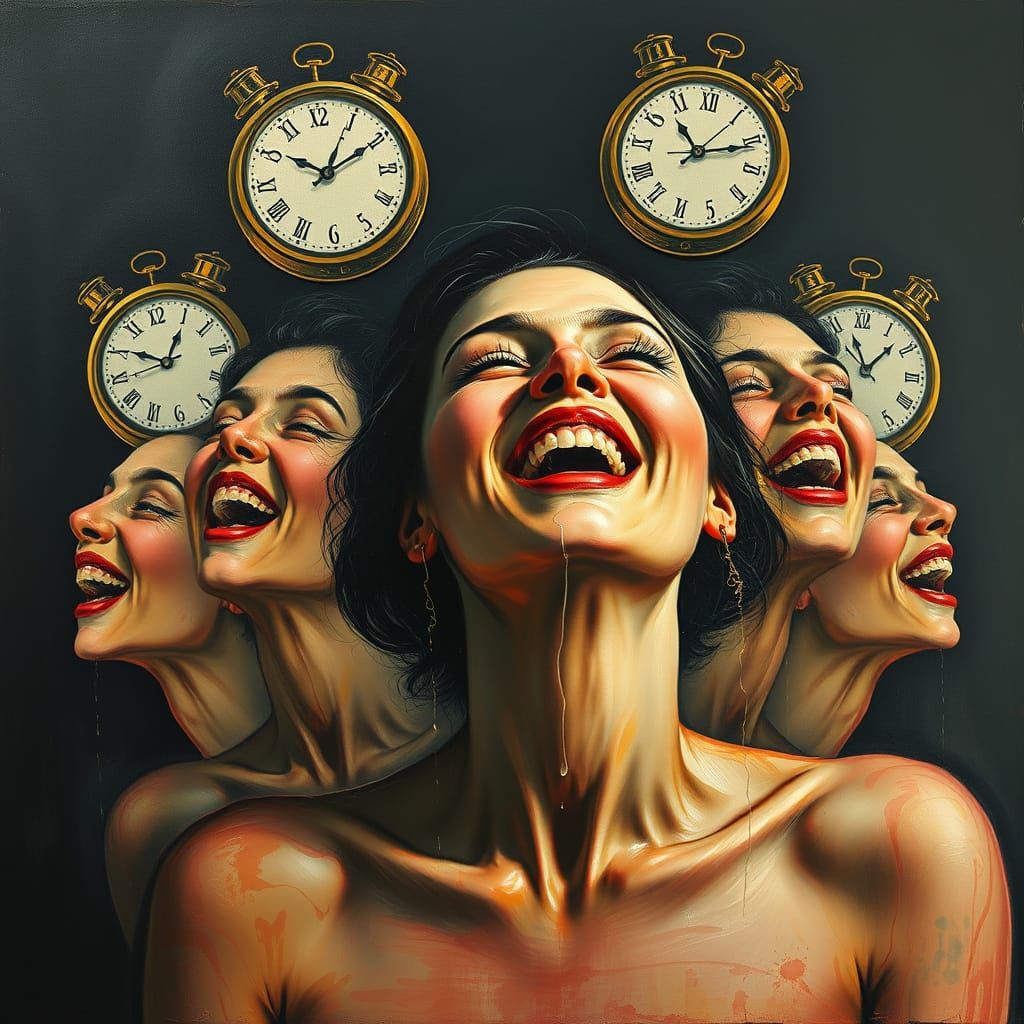 Surreal Laughter Echoes in Dreamlike Oil Painting