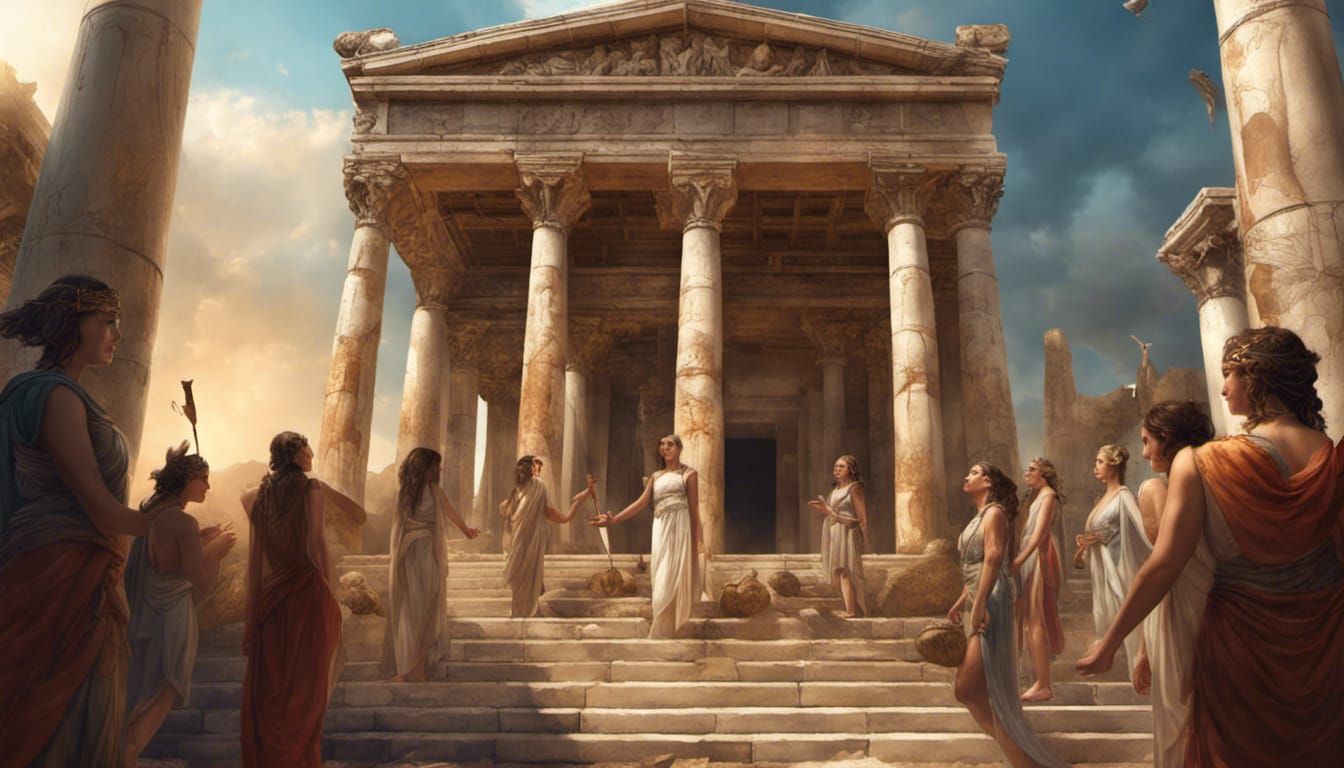 Fantasy Temple of Artemis with Amazon Priestess