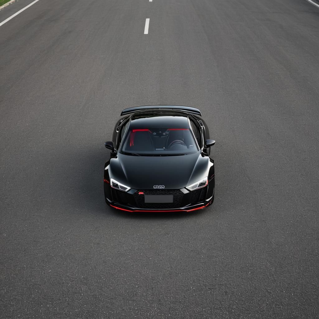Black Audi R8 with Red Headlights