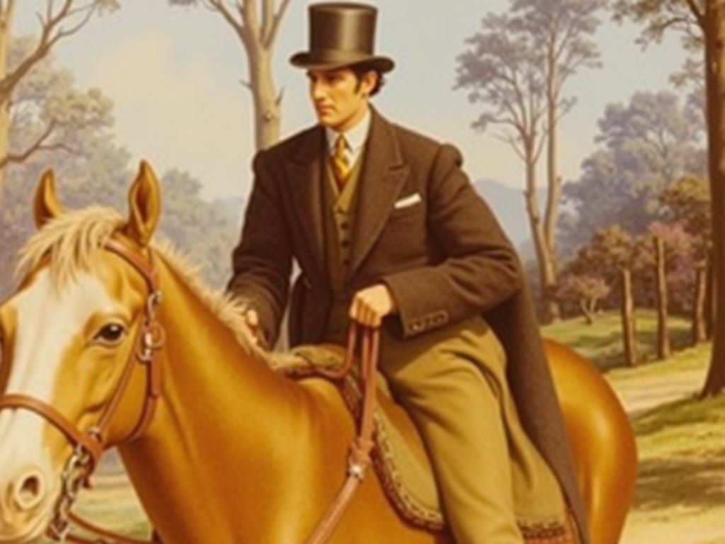 A Refined Gentleman Rides Horse Through English Countryside ...