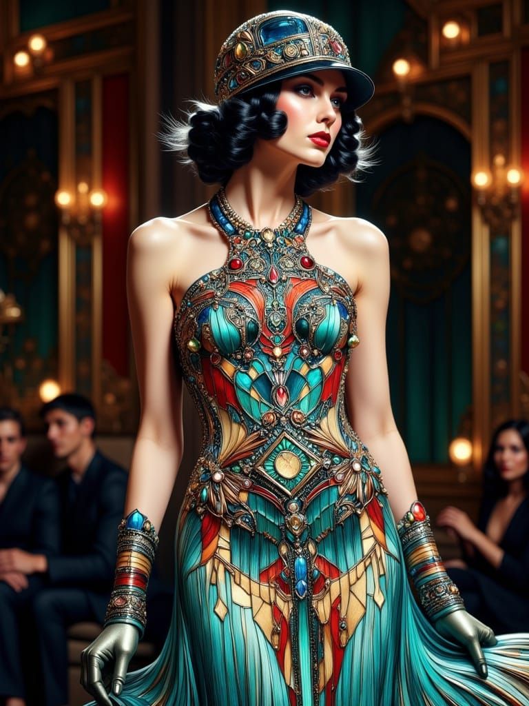 Tiffany stained glass flapper dress