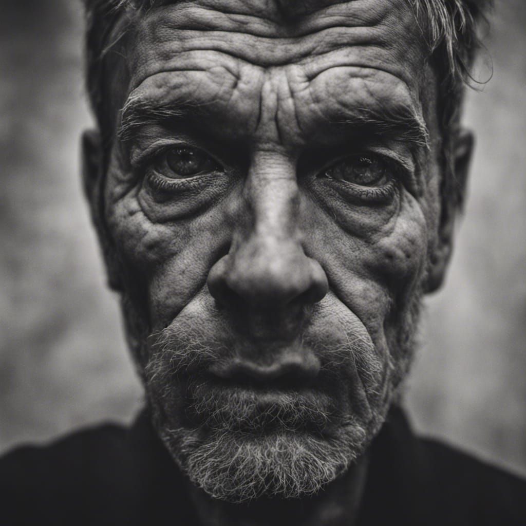 Contemplative Man Portrait in Street Photography Style