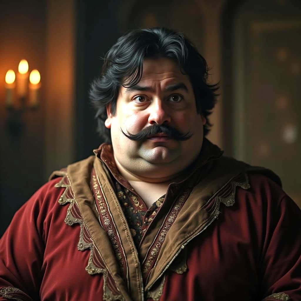 A Worried Medieval Noble in Rich Attire