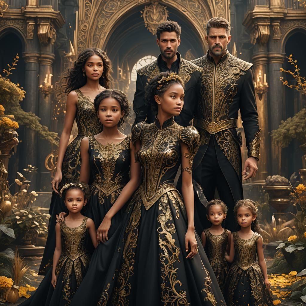 Elegant Family Portrait in Detailed Matte Style