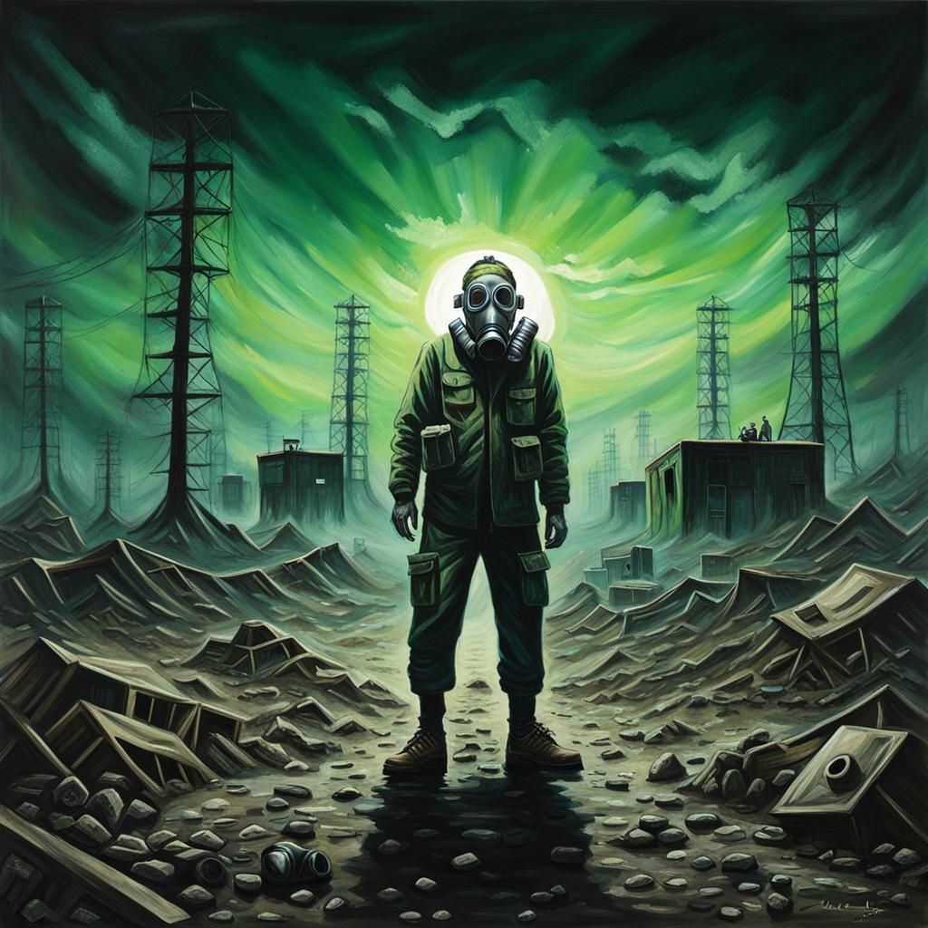 Radioactive Wasteland: Dystopian Acrylic Art