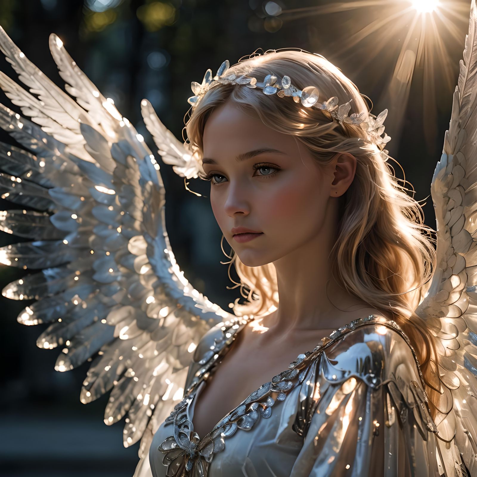Angelic Figure with Crystalline Wings