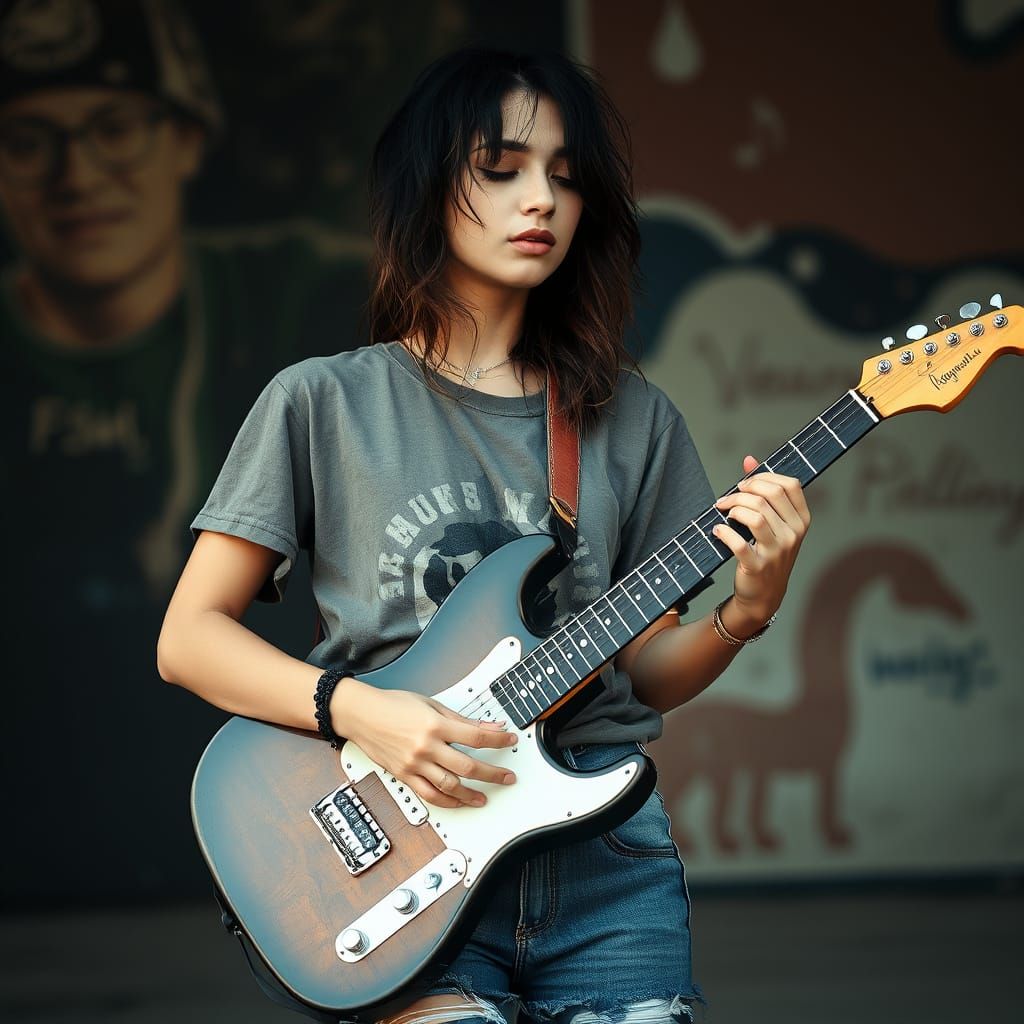 Soulful Indie-Rock Musician in Grunge Style