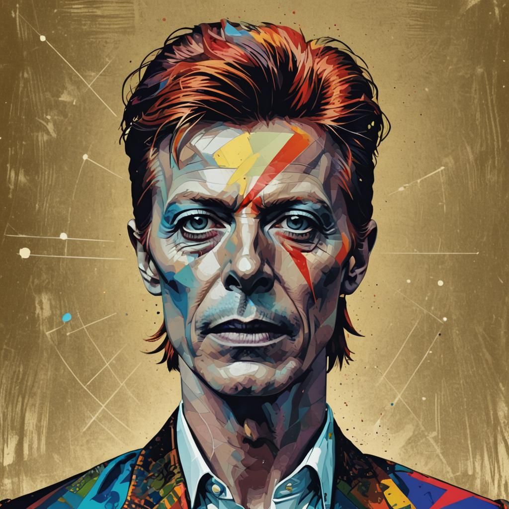 David Bowie Pop Art Portrait in Bauhaus Style