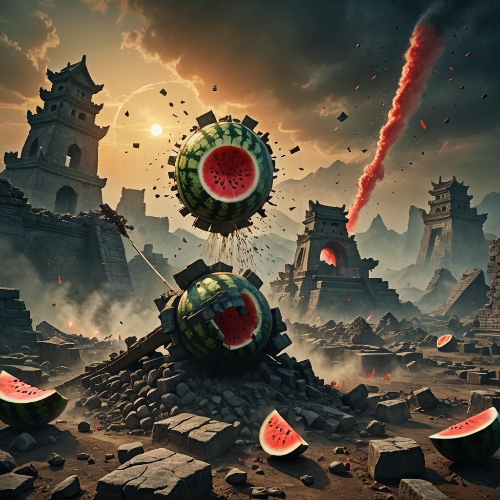 Dark Fantasy: Watermelon Catapult on Chinese Battlefield