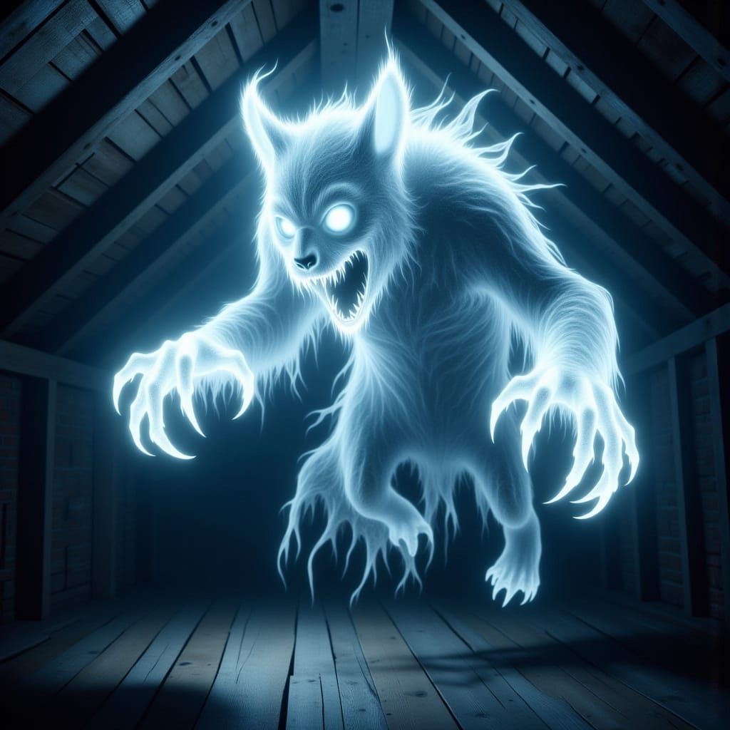 Ethereal Bear Specter in Neon-Lit Futurism