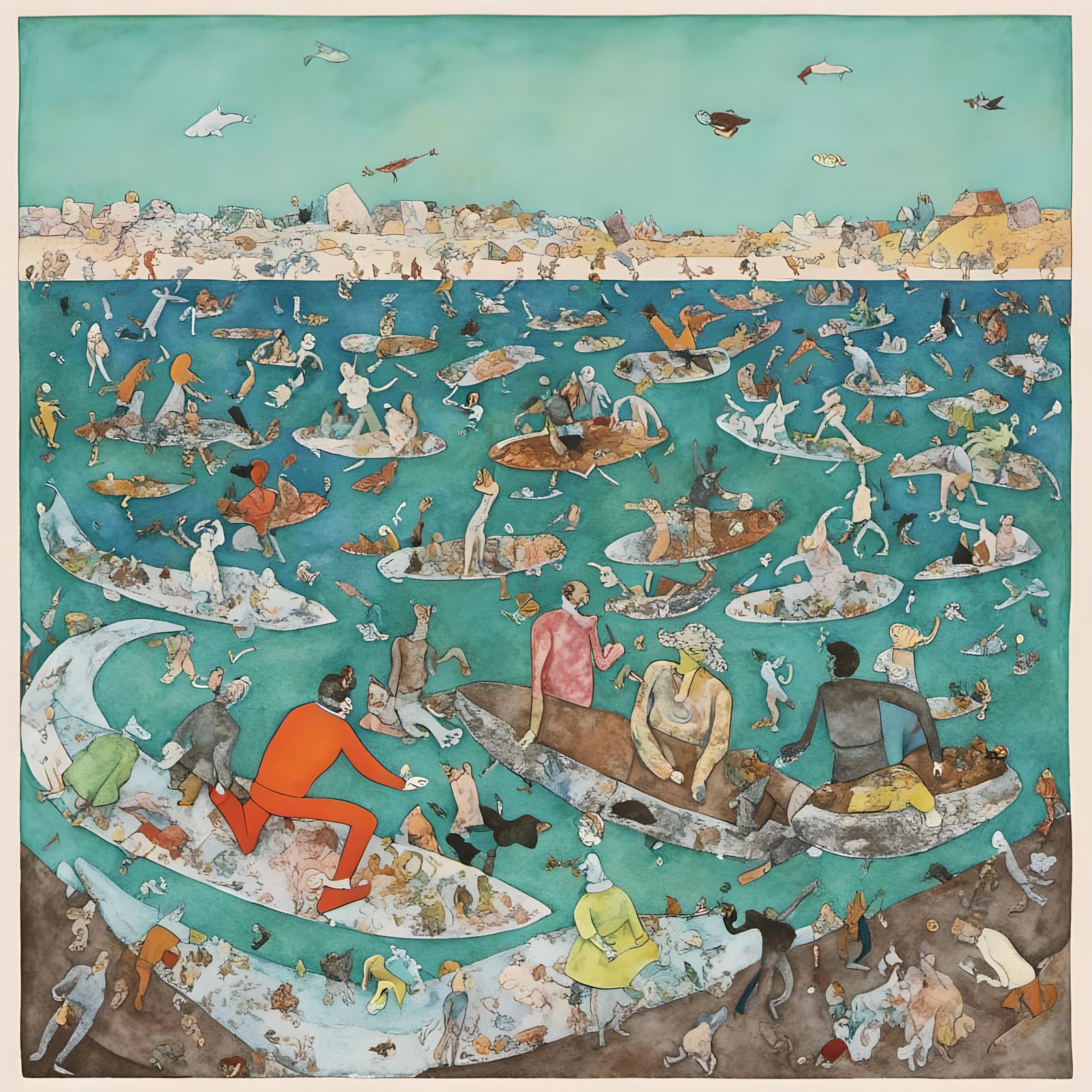 Ocean Wave Eats Surfers: Surreal Beach Panic