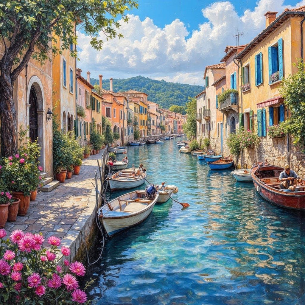 French Riviera as Impasto Oil Painting