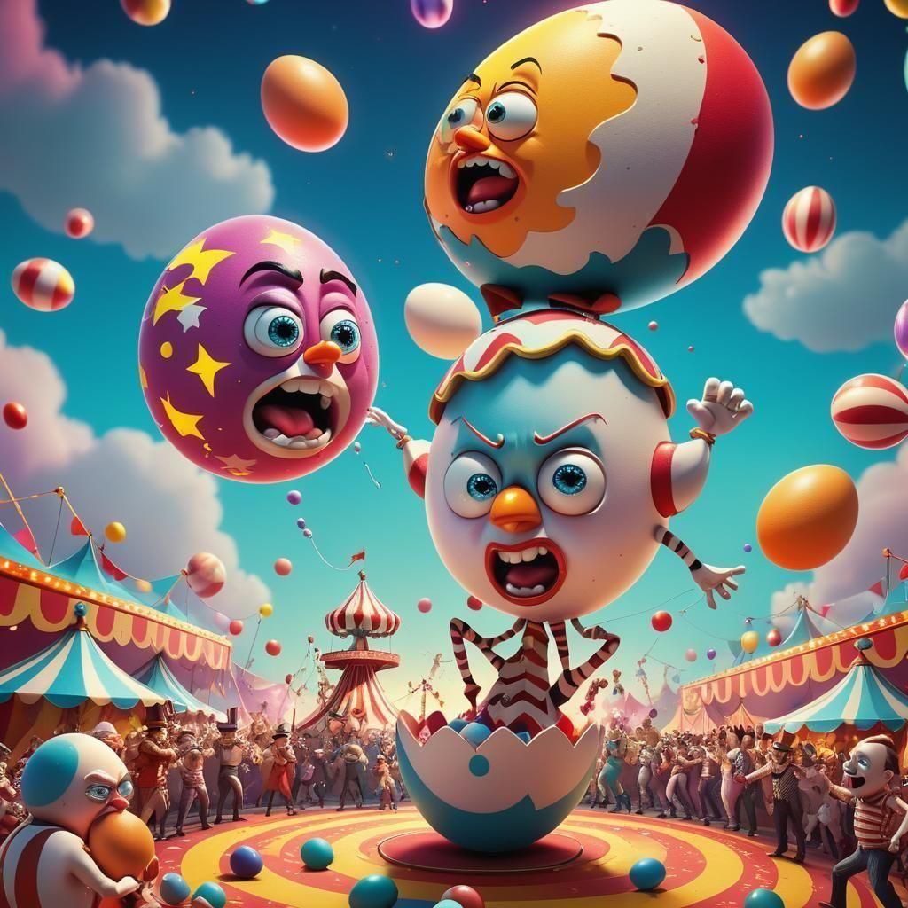 Angry Eggs Circus Extravaganza in Candy Art Style