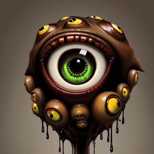 Creepy Animal with Eyes, Lowbrow Digital Art