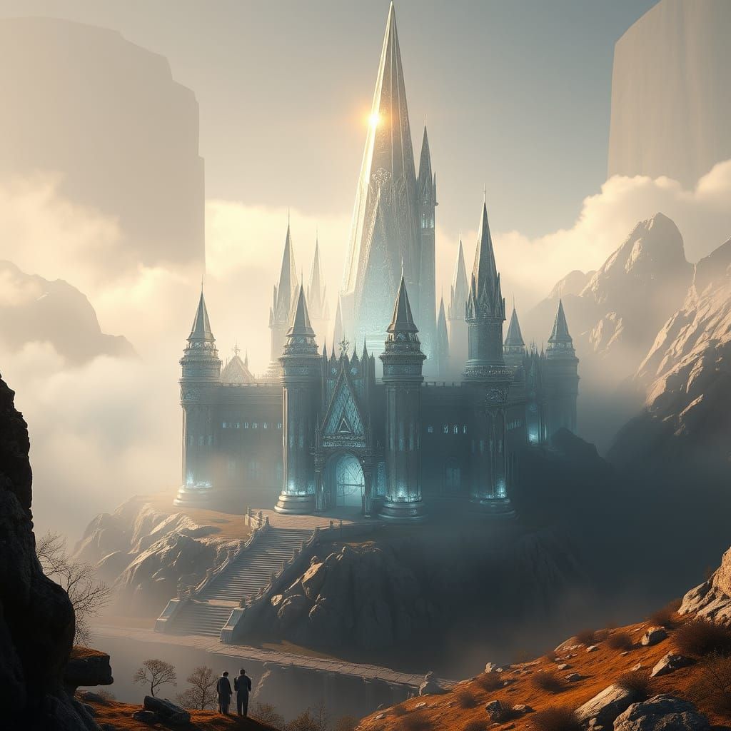 Epic Crystal Castle in a Futuristic Landscape