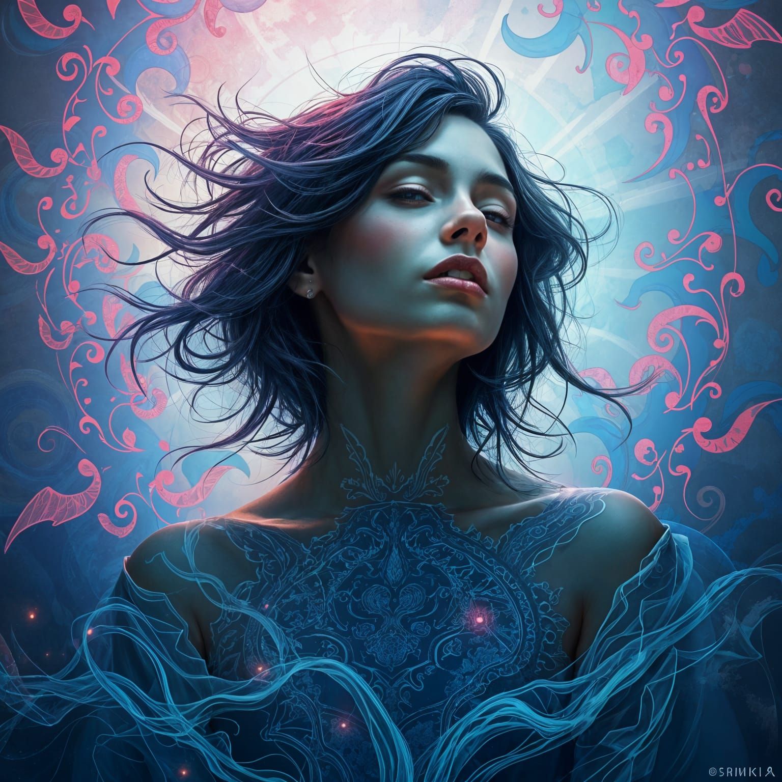 Mystical Woman Portrait in Digital Surrealism