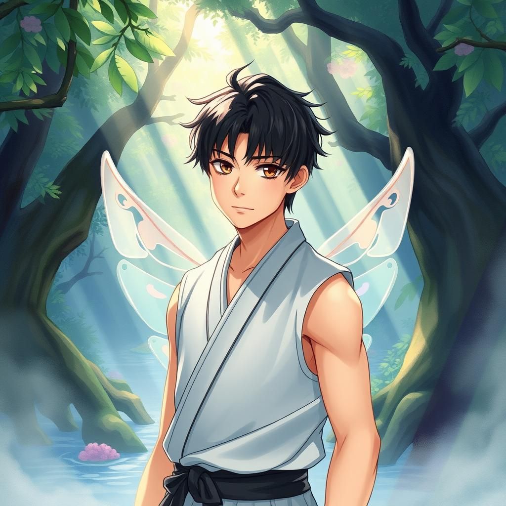 Fairy Martial Artist in Mystical Japanese Forest