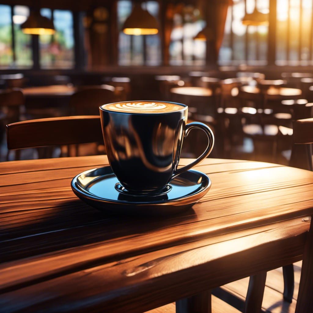 Anime Coffee Cup in Café with Deep Color