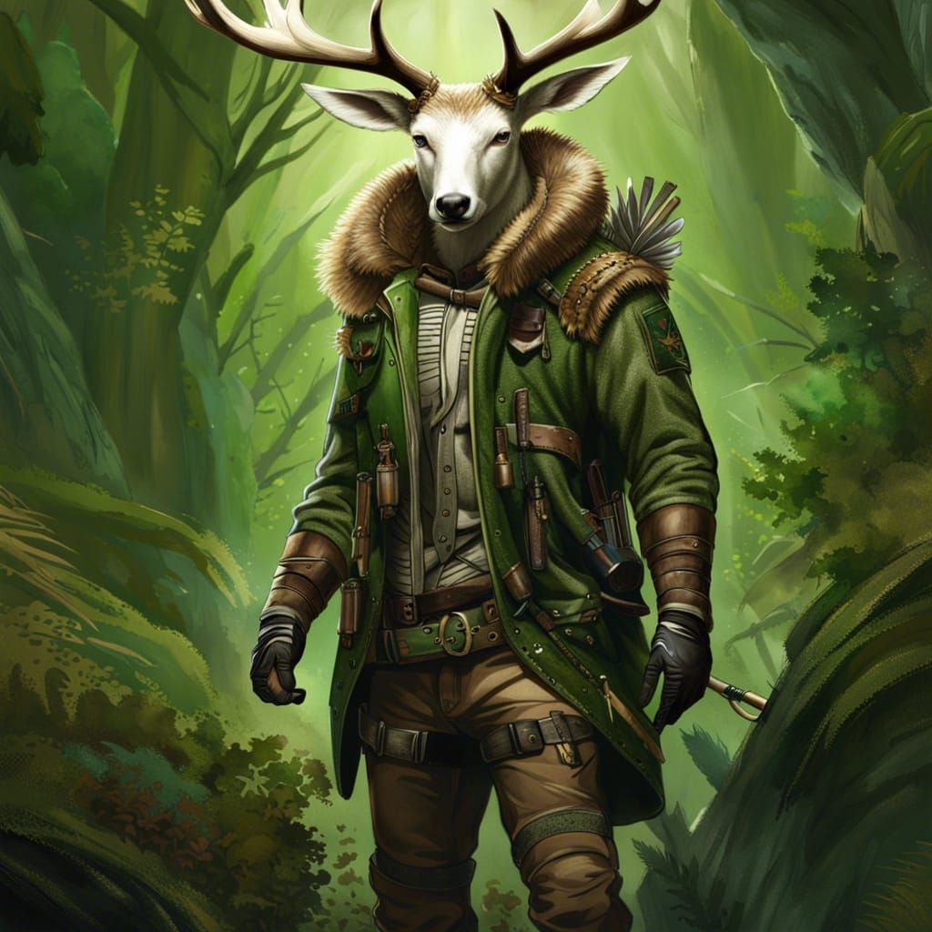 Hunter Character Illustration in Detailed Matte Style