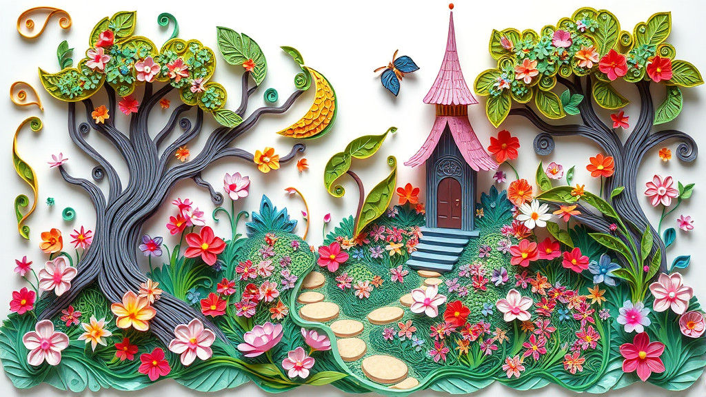 Fantasy Garden in Paper Quilling Style