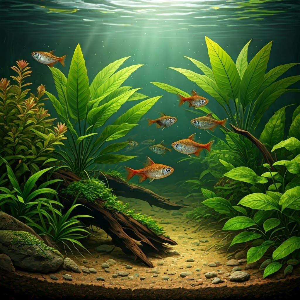 Realistic Tropical Fish in Lush Aquatic Environment