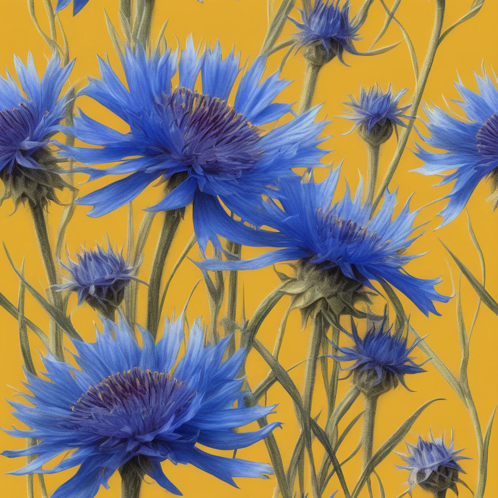 Hyperrealistic Cornflower Blooms in Vivid Yellow