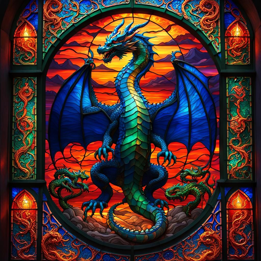 Stained Glass Dragon: A Fantasy Art Masterpiece