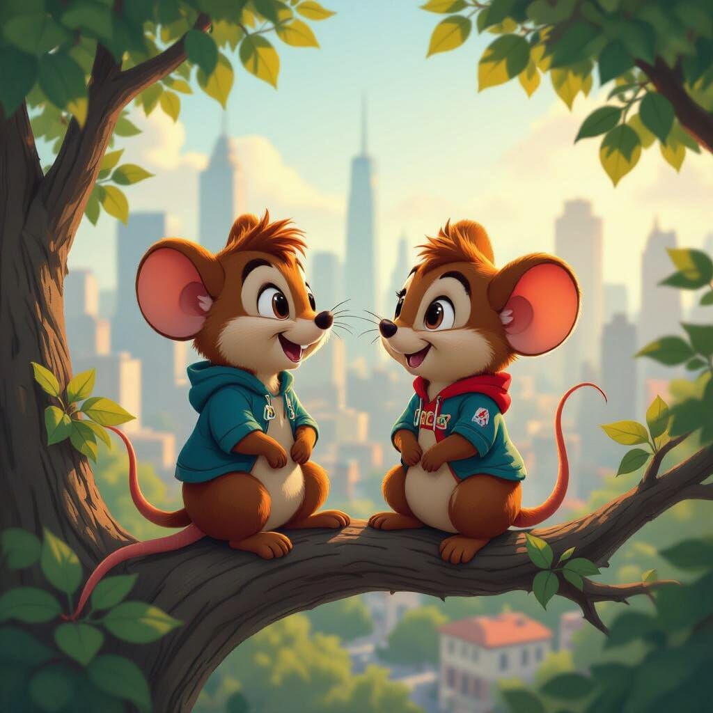Chip and Dale Gaze at the Cityscape
