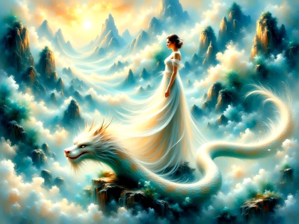 Ethereal Chinese Goddess Reigns Supreme Amidst Ancient Drago...