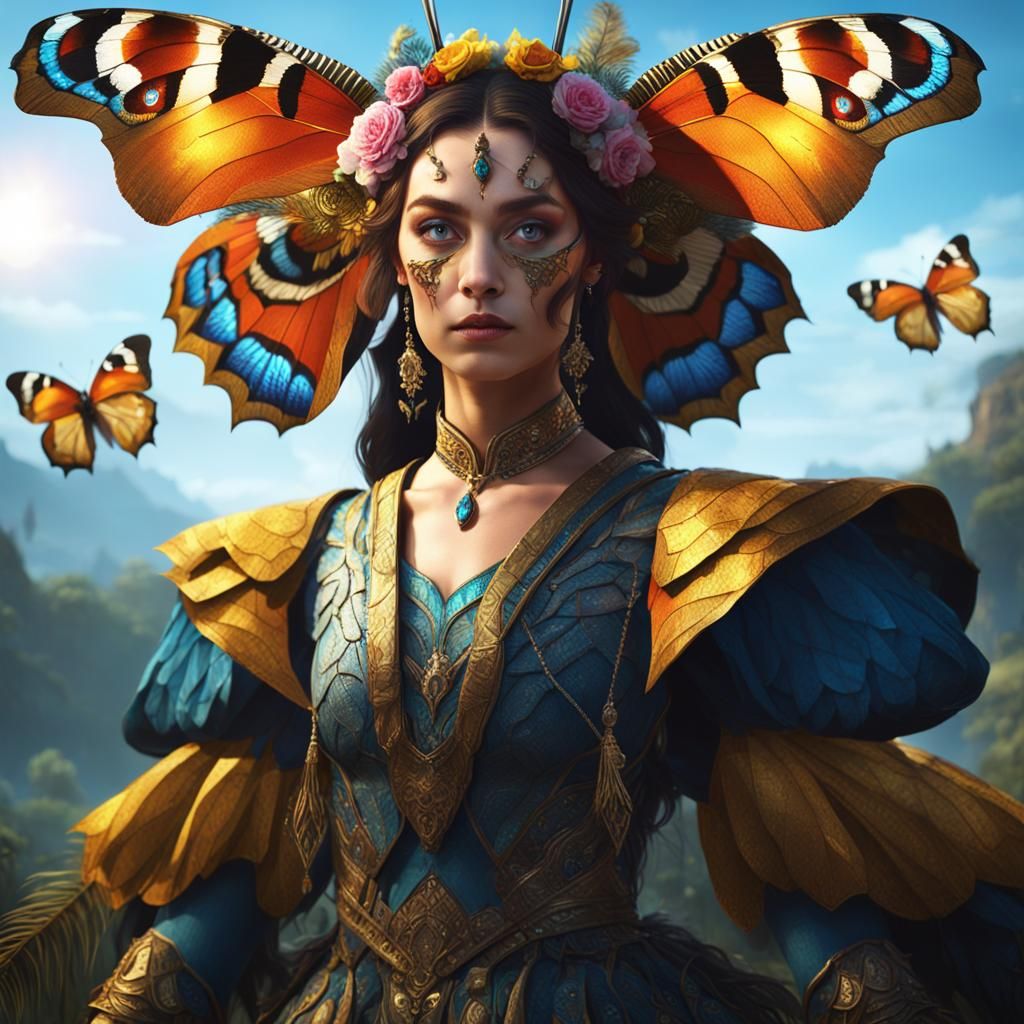 Peacock Butterfly Woman in Fantasy Concept Art