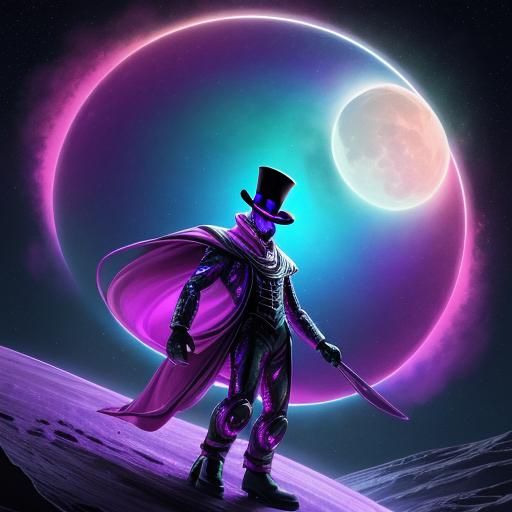 Candy Alien on the Moon: Digital Illustration