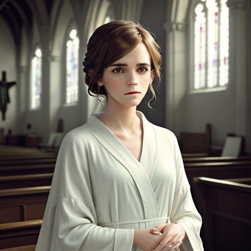 Emma Watson Baptism in Church: Cinematic Portrait
