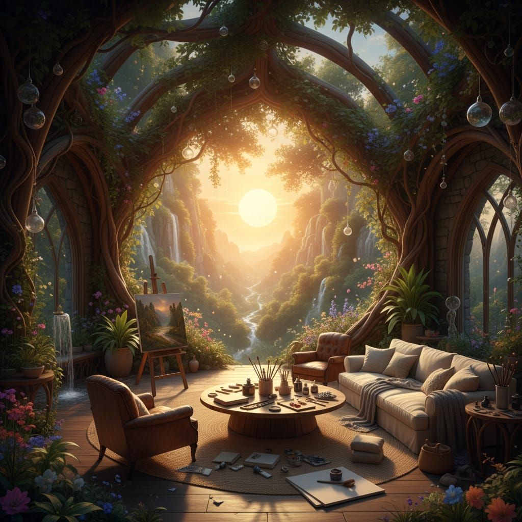 Golden Hour Sanctuary in Lush Nature