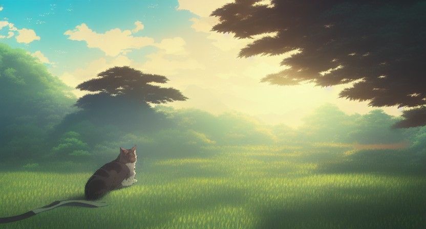 Samurai Cat in Anime Style by Makoto Shinkai