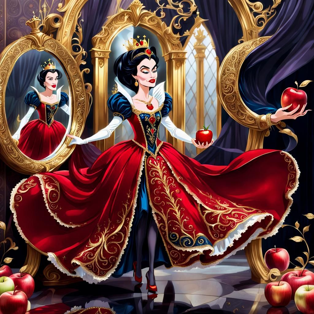 Evil Queen Stepping Through Mirror, Princess Escaping