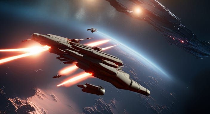 Fighter Jet Flying in Space in 3D Style