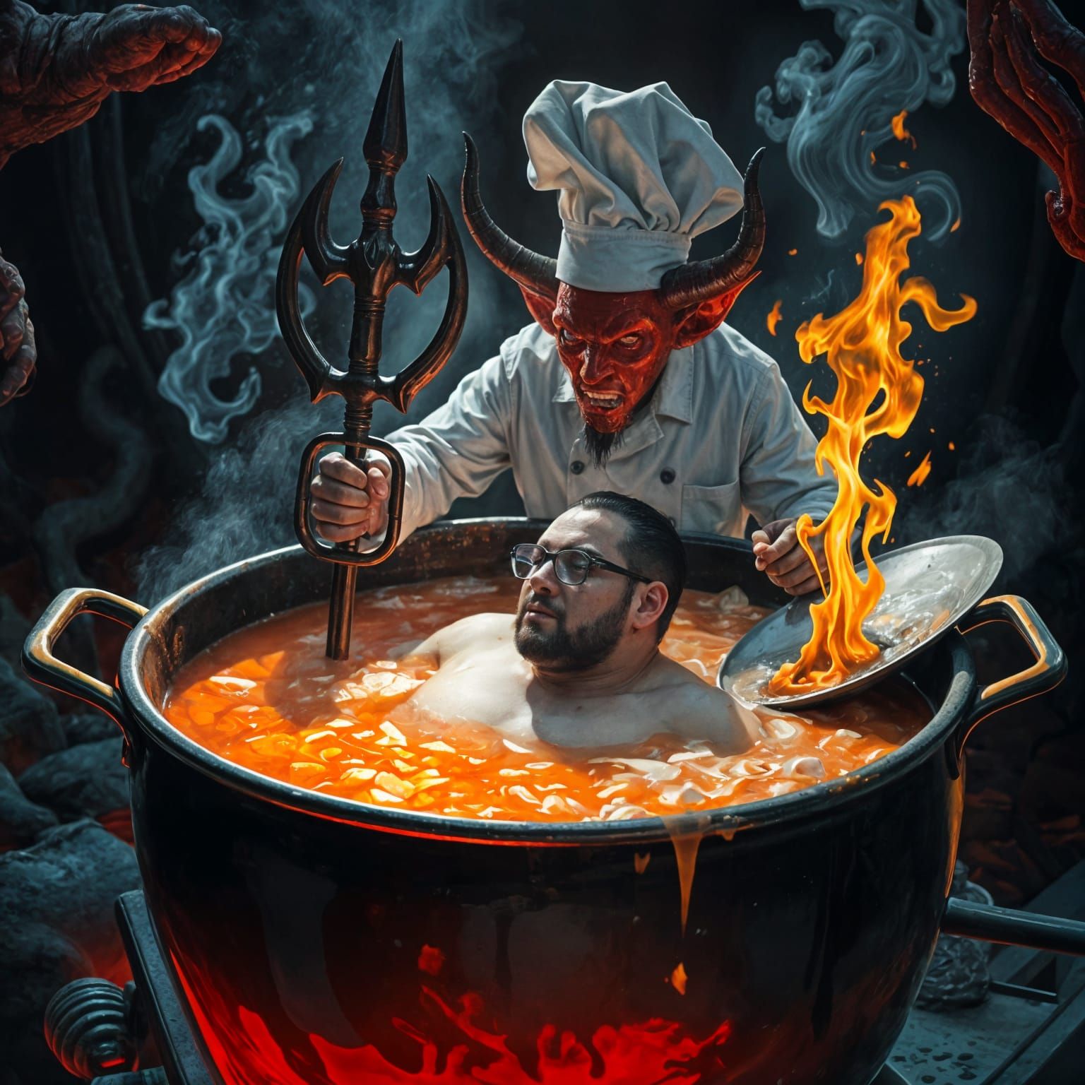 Surreal Hyperrealistic Bath Scene in Hellish Splendor