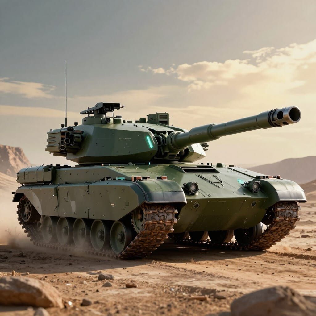 Futuristic Tank on Alien World in Concept Art Style