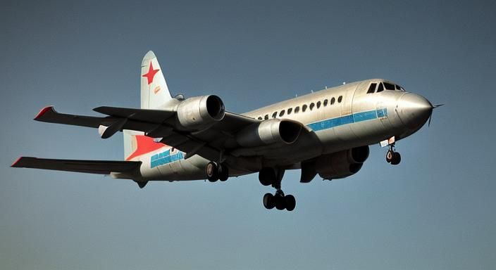 Soviet Airplane Flying Over Clouds in Bokeh Photography