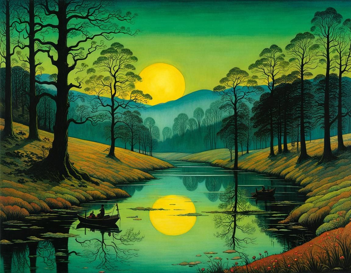 Luminous Landscape in Whimsical Style